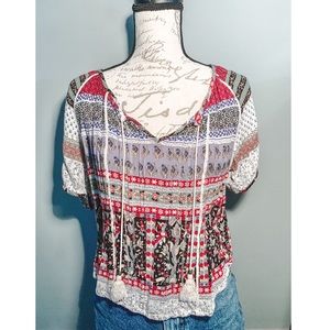Boho Patterned Flowy Shirt